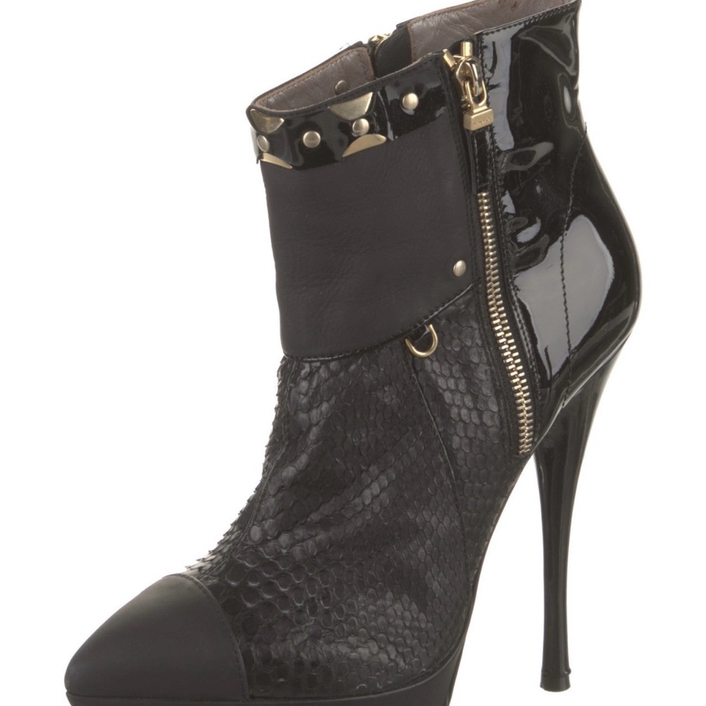 Versace snakeskin animal print boots.